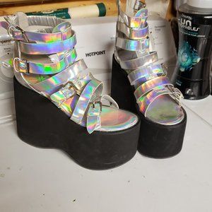 Crazy iridescent gladiator platforms